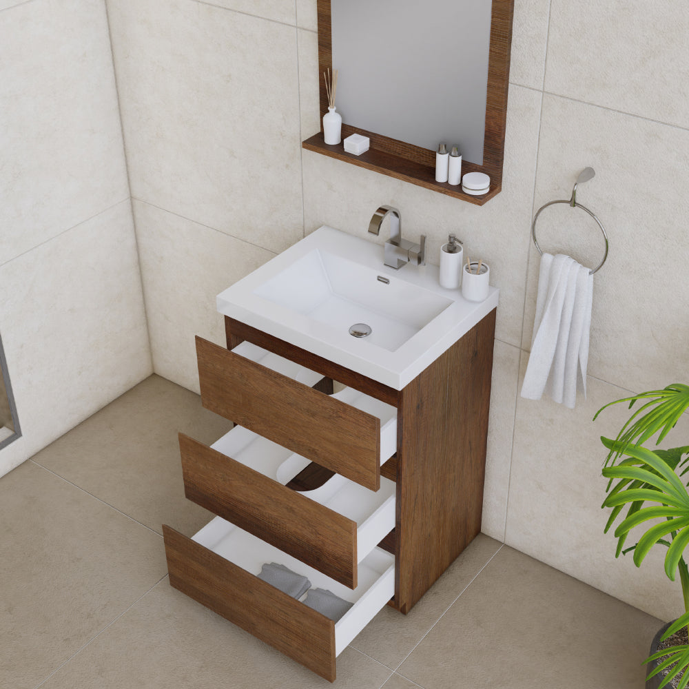 Paterno 24 inch Modern Bathroom Vanity, Rosewood