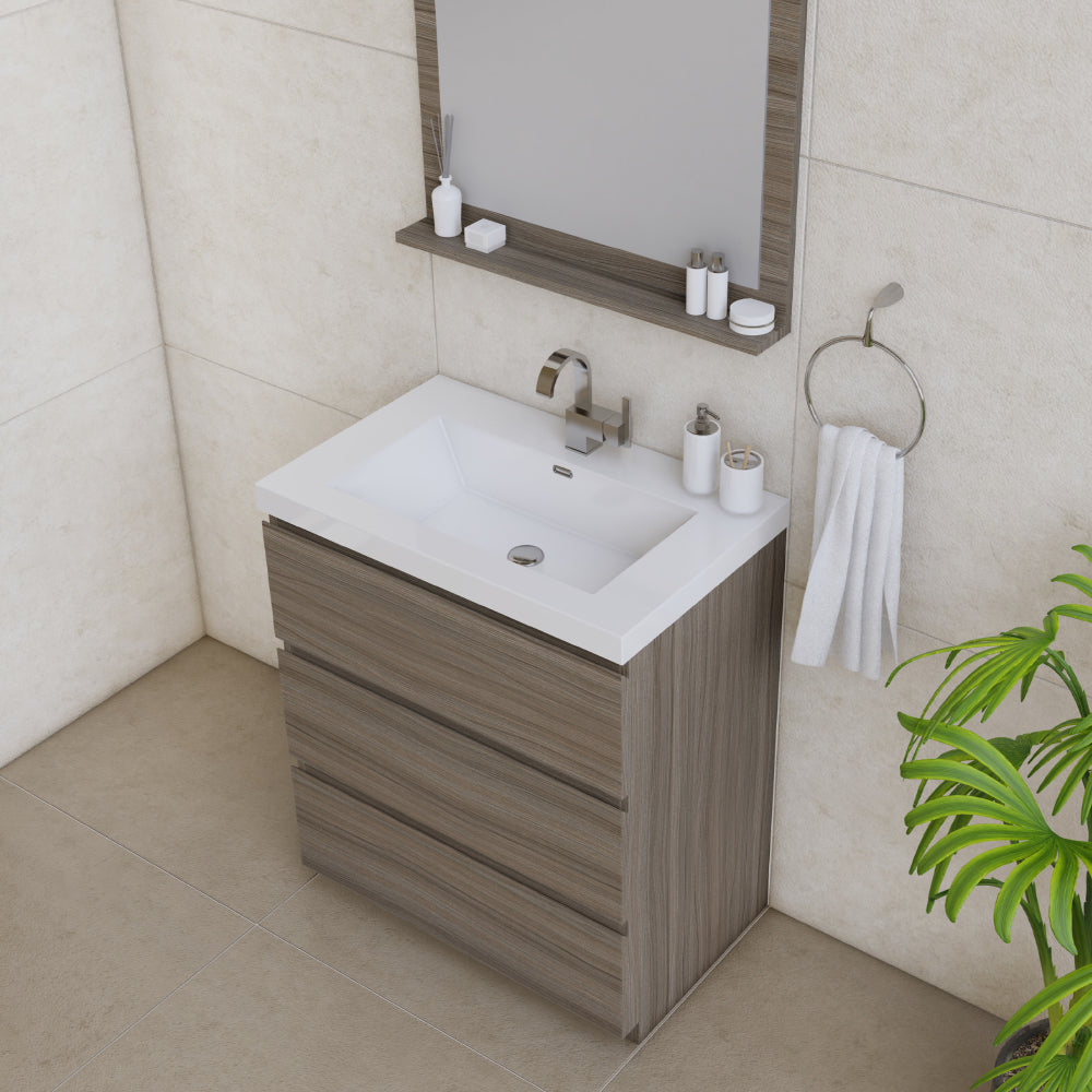 Paterno 30 inch Modern Bathroom Vanity, Gray