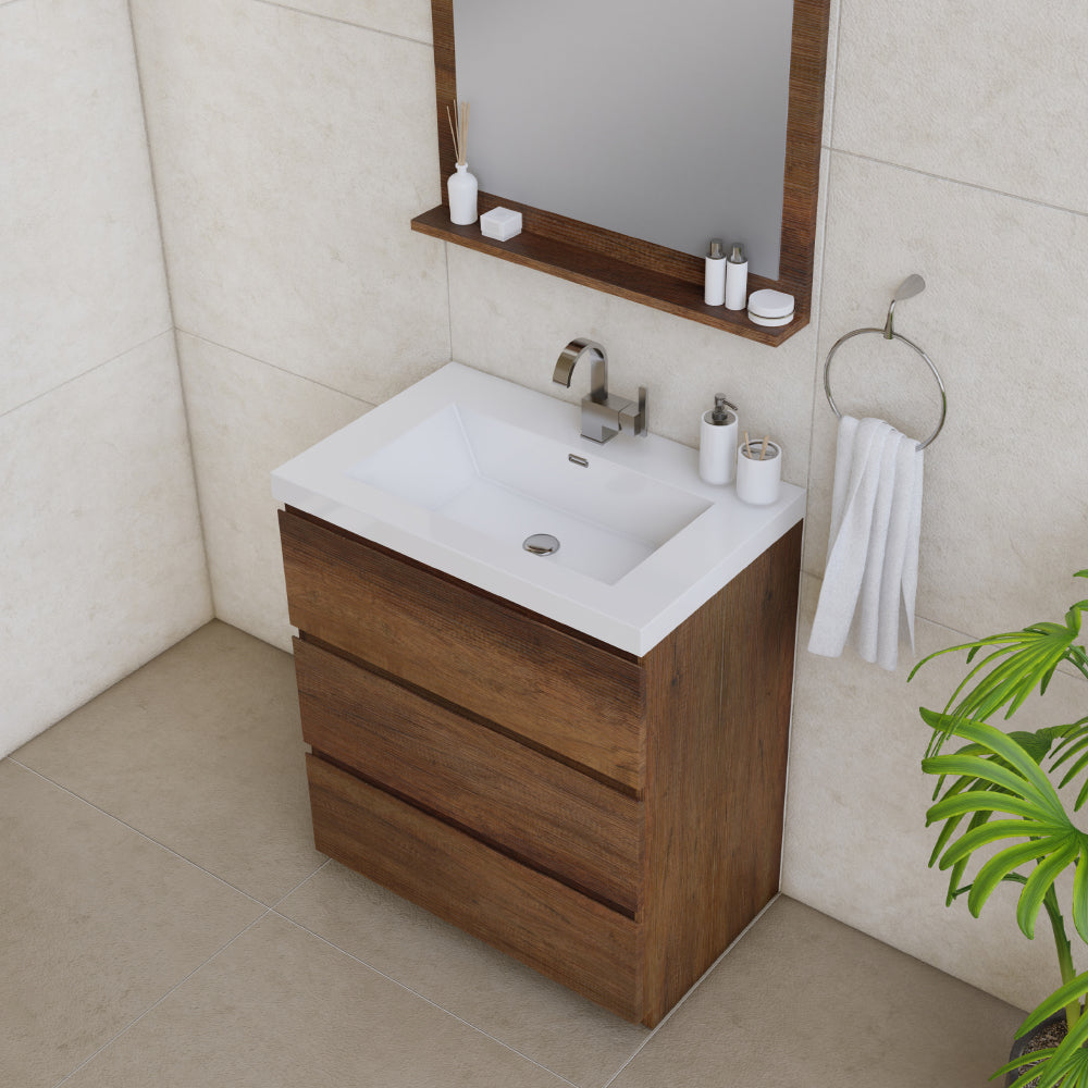 Paterno 30 inch Modern Bathroom Vanity, Rosewood