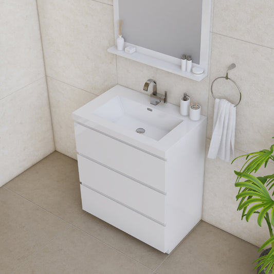 Paterno 30 inch Modern Bathroom Vanity, White