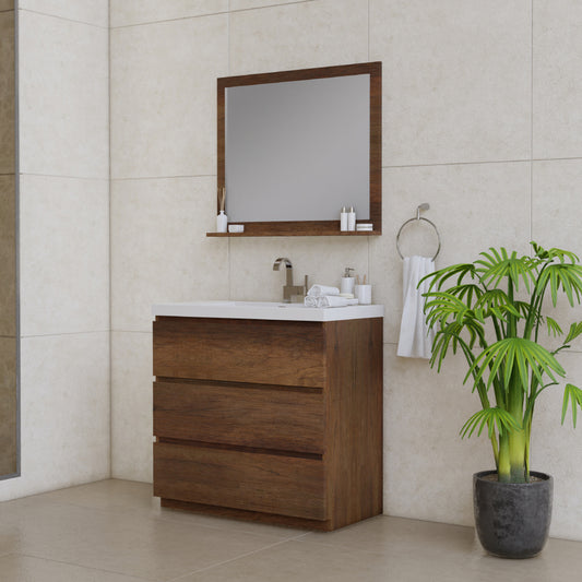 Paterno 36 inch Modern Bathroom Vanity, Rosewood