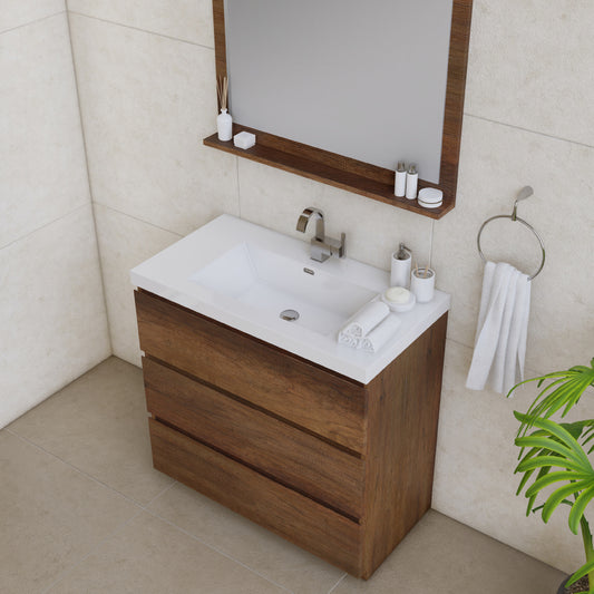 Paterno 36 inch Modern Bathroom Vanity, Rosewood