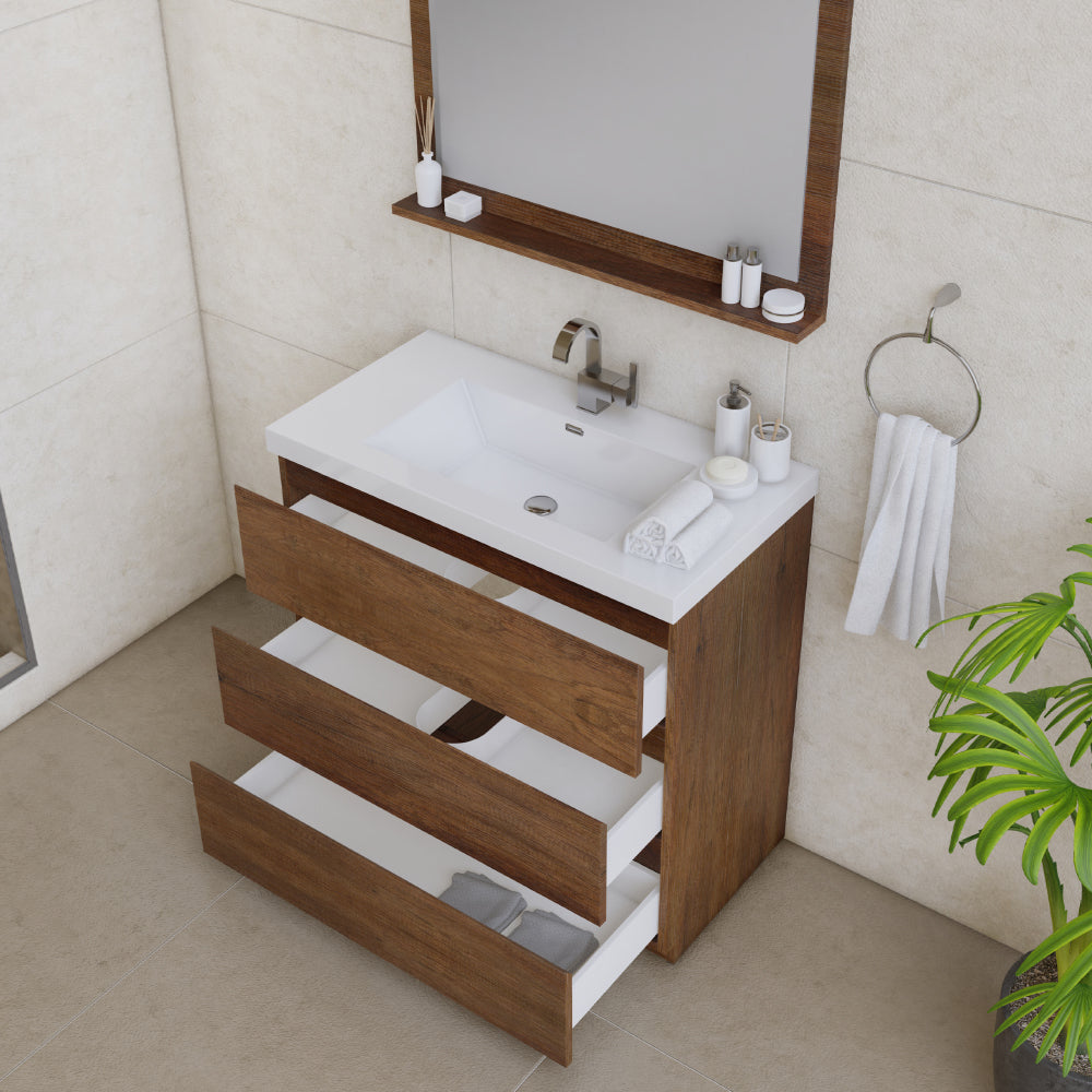 Paterno 36 inch Modern Bathroom Vanity, Rosewood