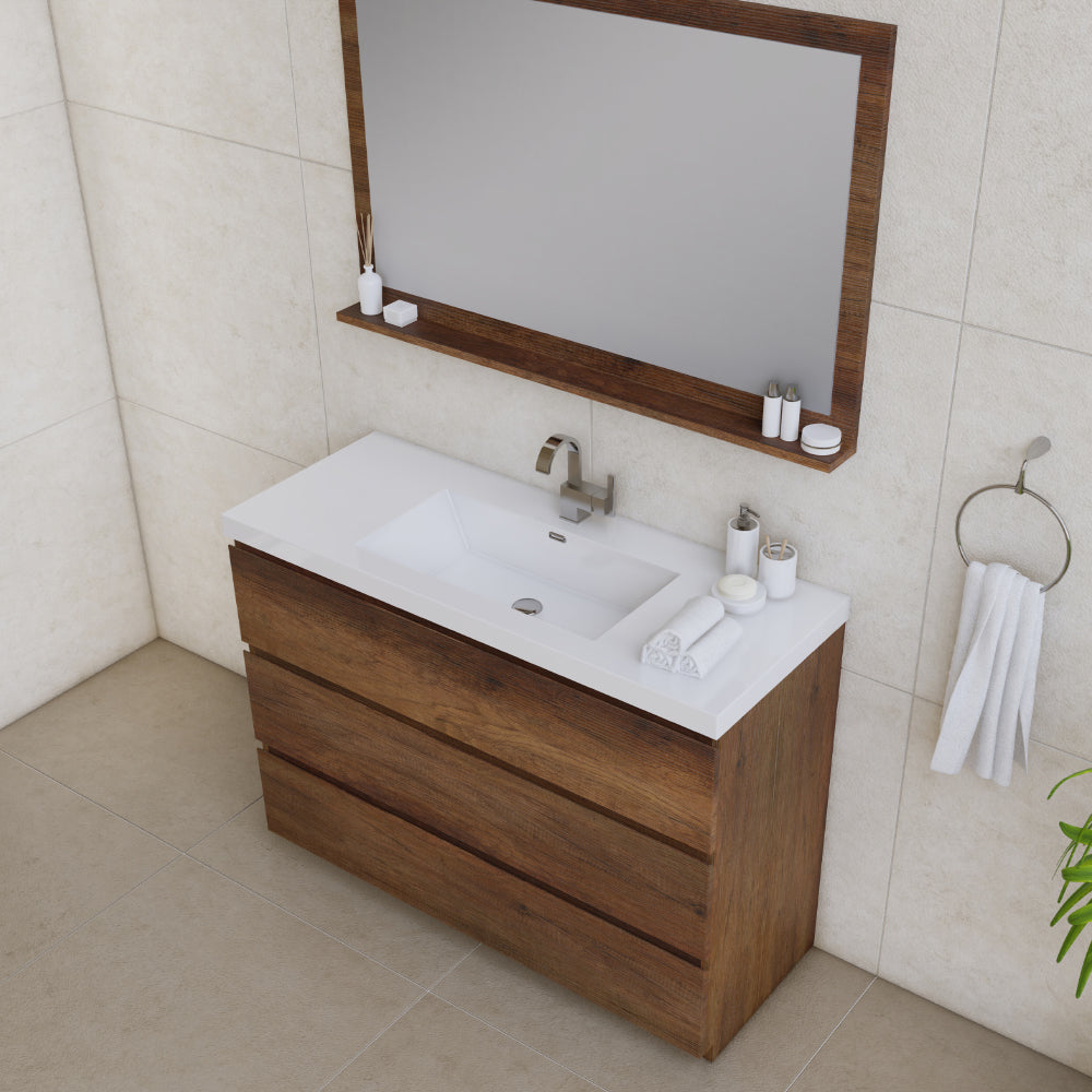 Paterno 48 inch Modern Bathroom Vanity, Rosewood