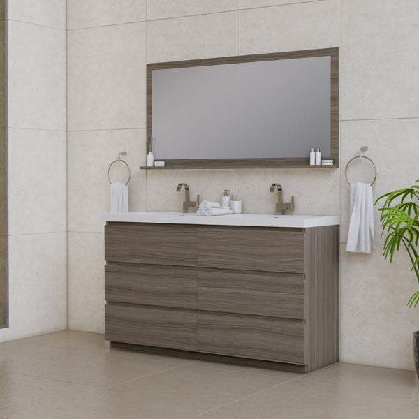 Paterno 60 inch Double Bathroom Vanity, Gray