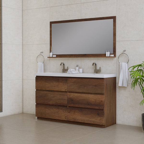 Paterno 60 inch Double Bathroom Vanity, Rosewood