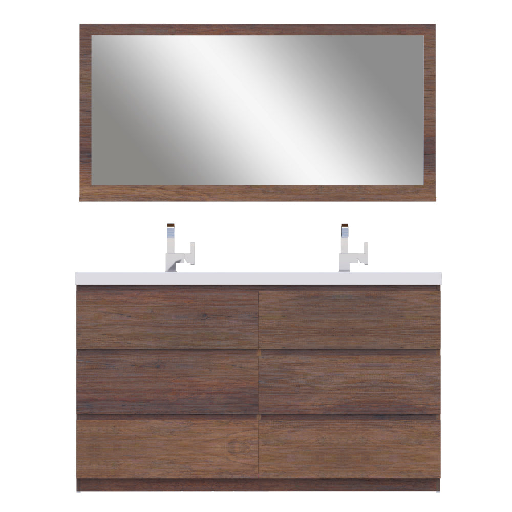 Paterno 60 inch Double Bathroom Vanity, Rosewood