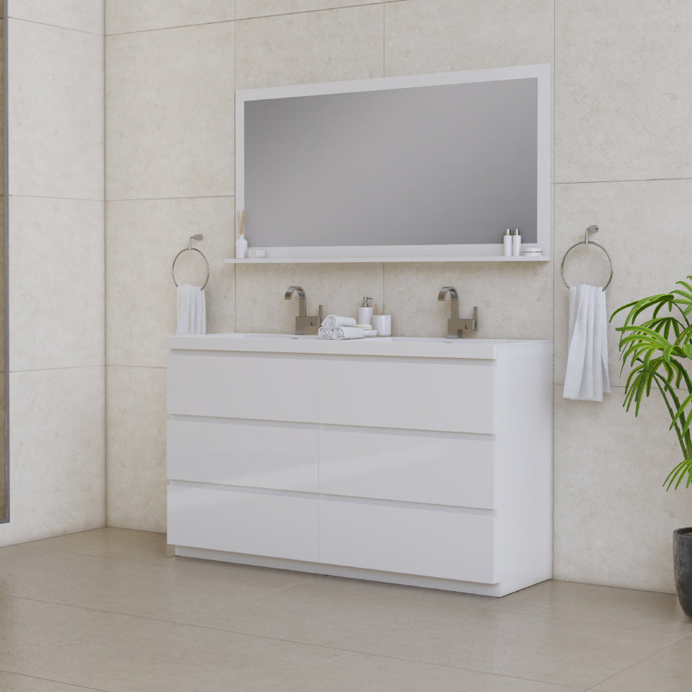 Paterno 60 inch Double Bathroom Vanity, White