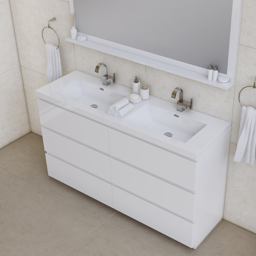 Paterno 60 inch Double Bathroom Vanity, White