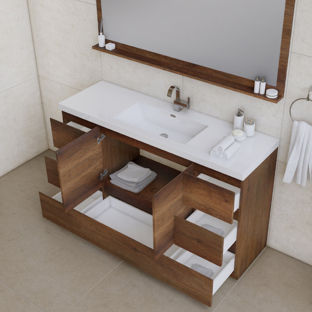 Paterno 60 inch Single Bathroom Vanity, Rosewood