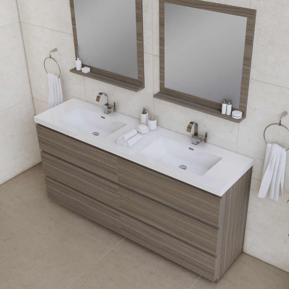 Paterno 72 inch Double Bathroom Vanity, Gray