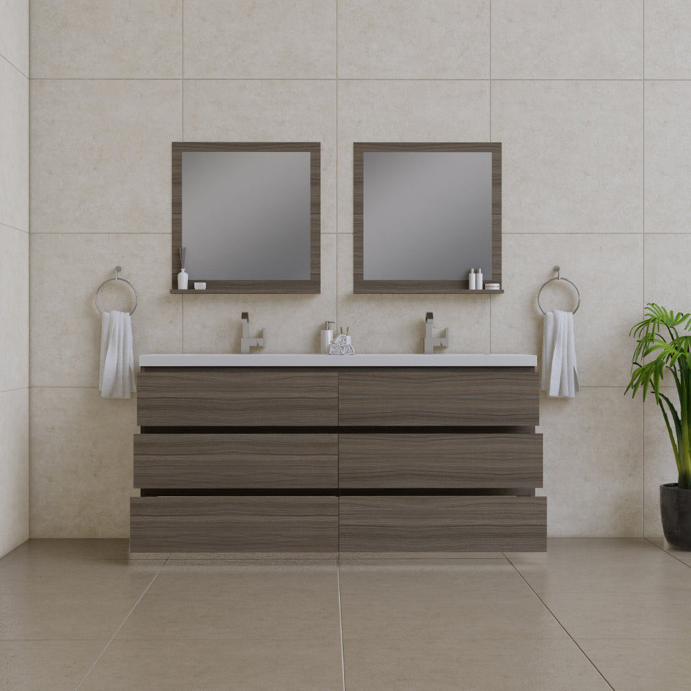 Paterno 72 inch Double Bathroom Vanity, Gray