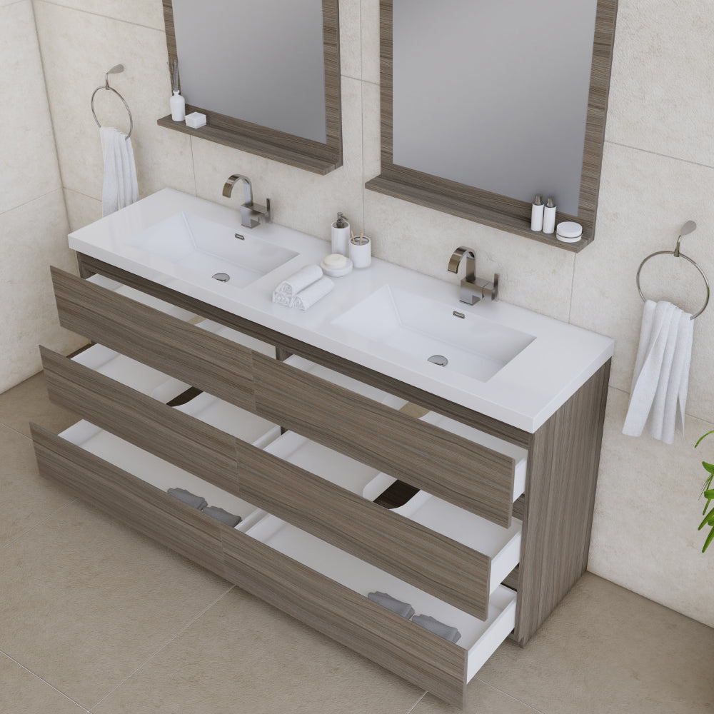 Paterno 72 inch Double Bathroom Vanity, Gray