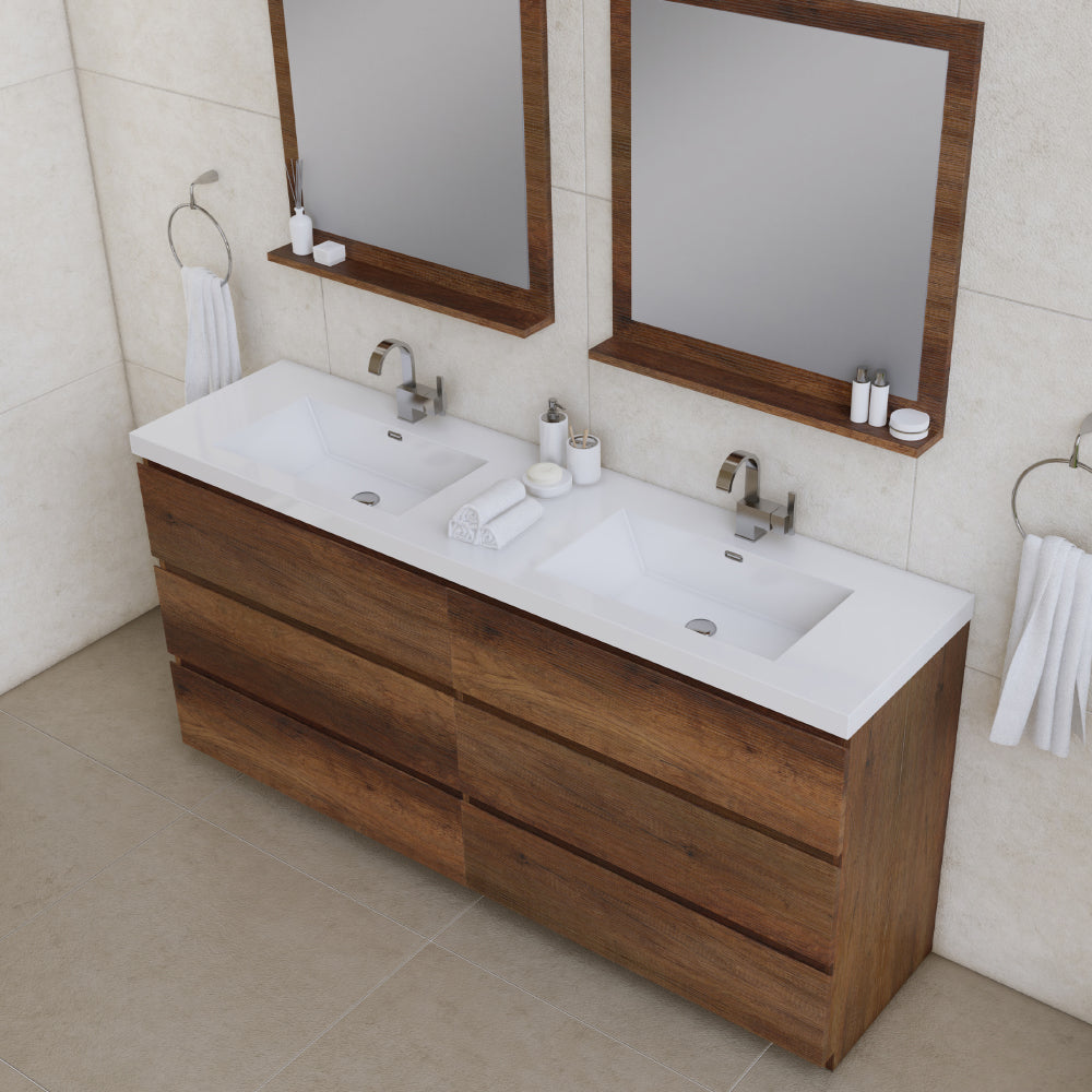 Paterno 72 inch Double Bathroom Vanity, Rosewood