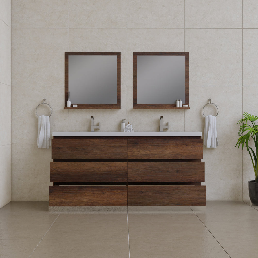 Paterno 72 inch Double Bathroom Vanity, Rosewood