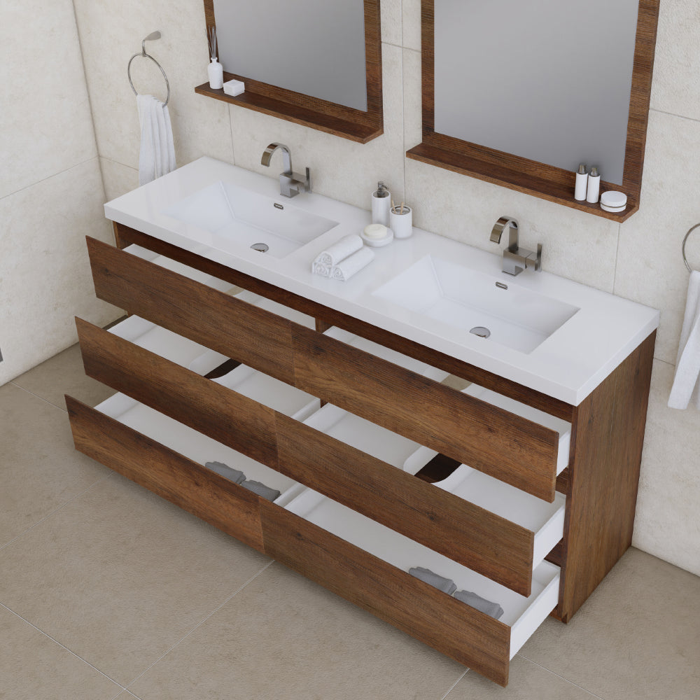 Paterno 72 inch Double Bathroom Vanity, Rosewood