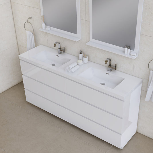 Paterno 72 inch Double Bathroom Vanity, White