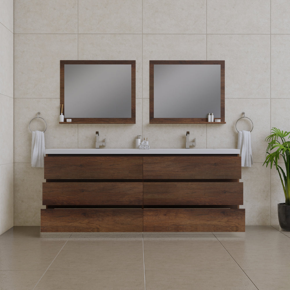 Paterno 84 inch Double Bathroom Freestanding Vanity, Rosewood