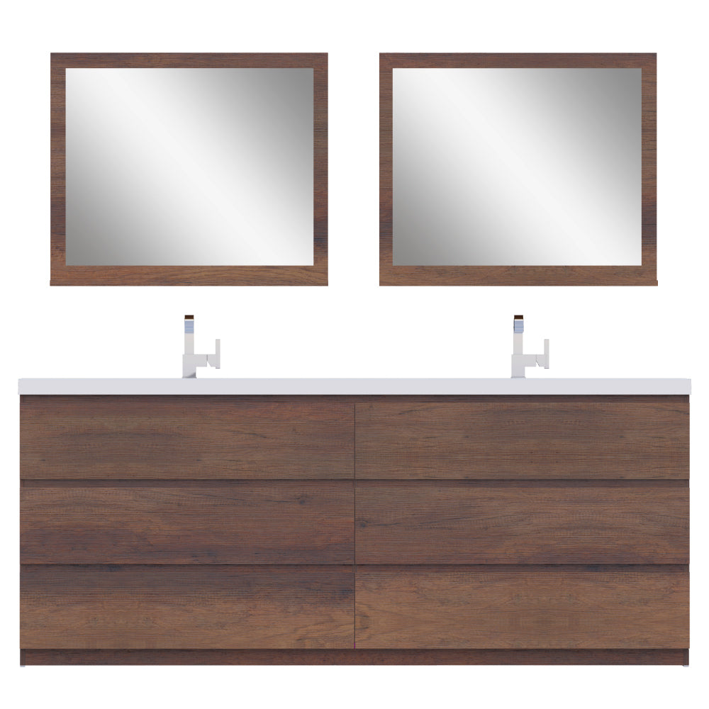 Paterno 84 inch Double Bathroom Freestanding Vanity, Rosewood