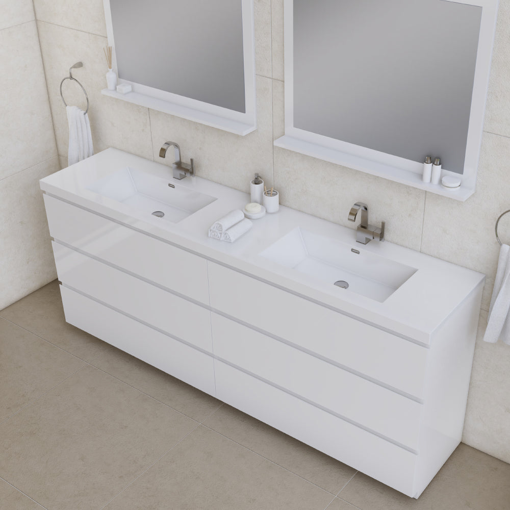 Paterno 84 inch Double Bathroom Vanity, White