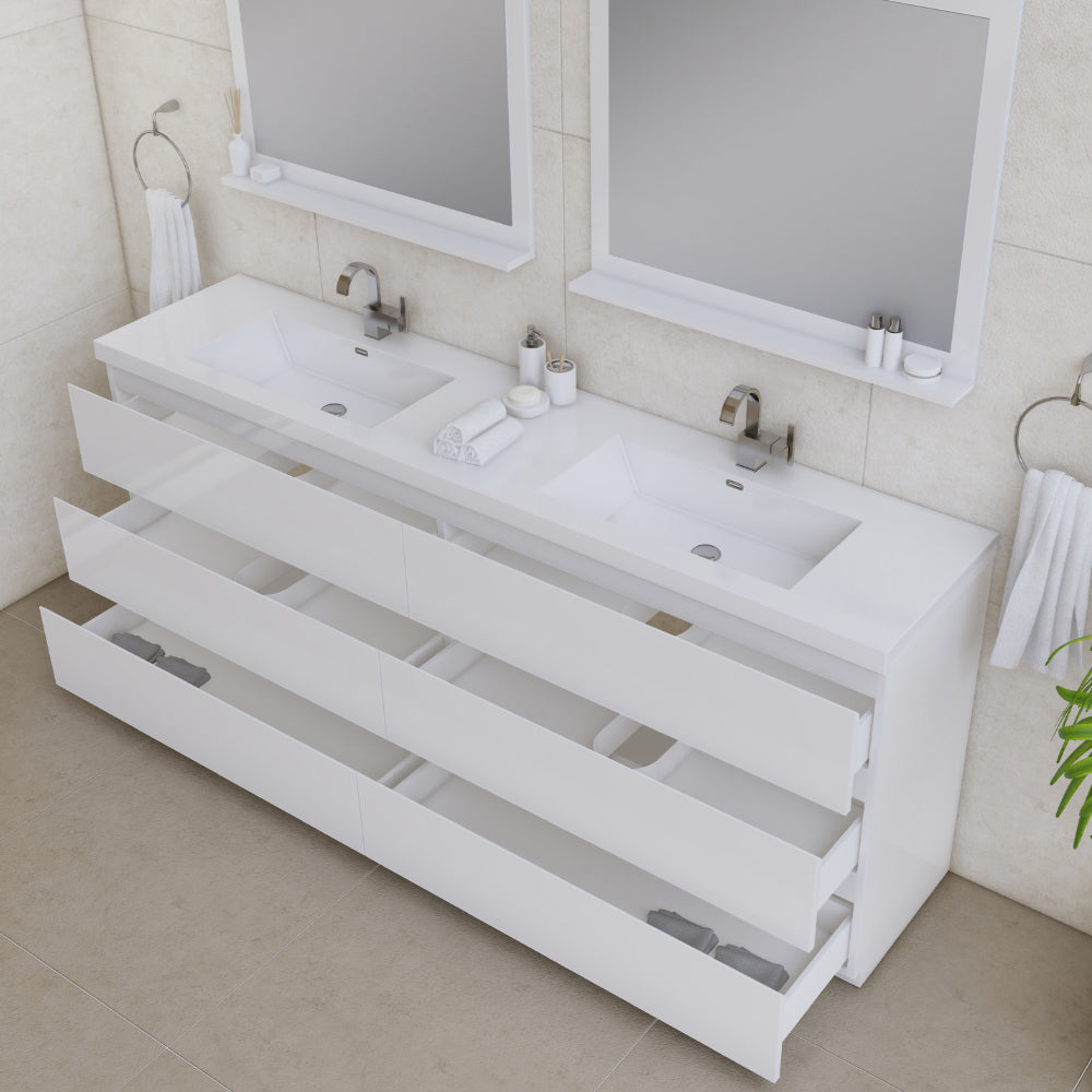 Paterno 84 inch Double Bathroom Vanity, White