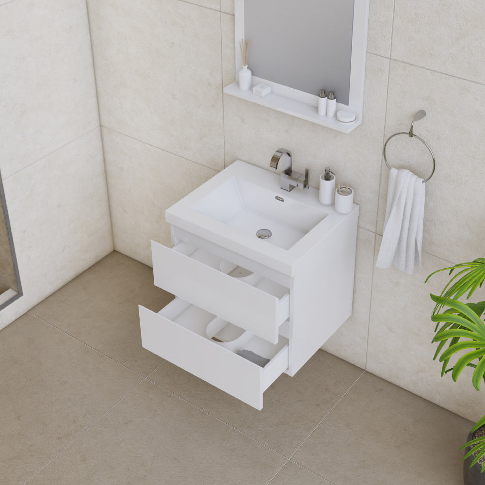 Paterno 24 inch Wall Mounted Bathroom Vanity, White