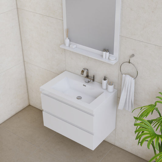 Paterno 30 inch Wall Mounted Bathroom Vanity, White