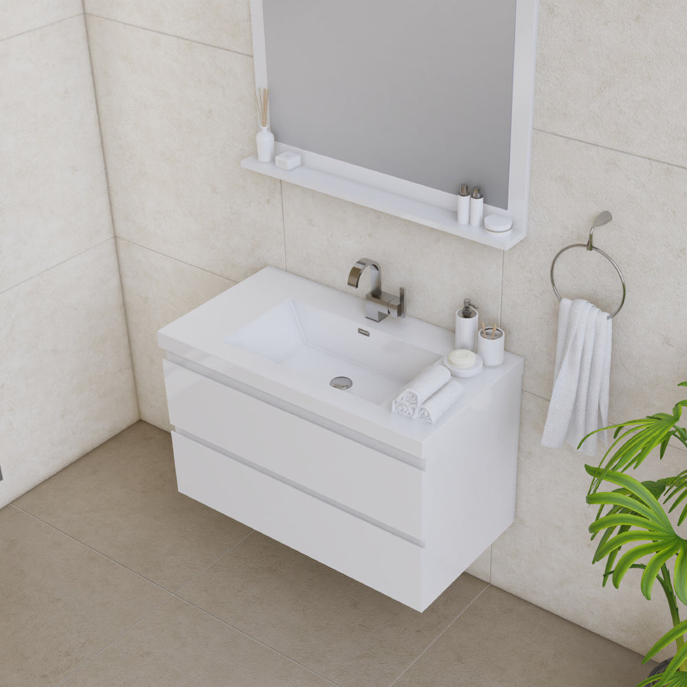 Paterno 36 inch Wall Mounted Bathroom Vanity, White