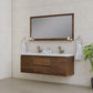 Paterno 60 inch Double Wall Mounted Bathroom Vanity, Rosewood