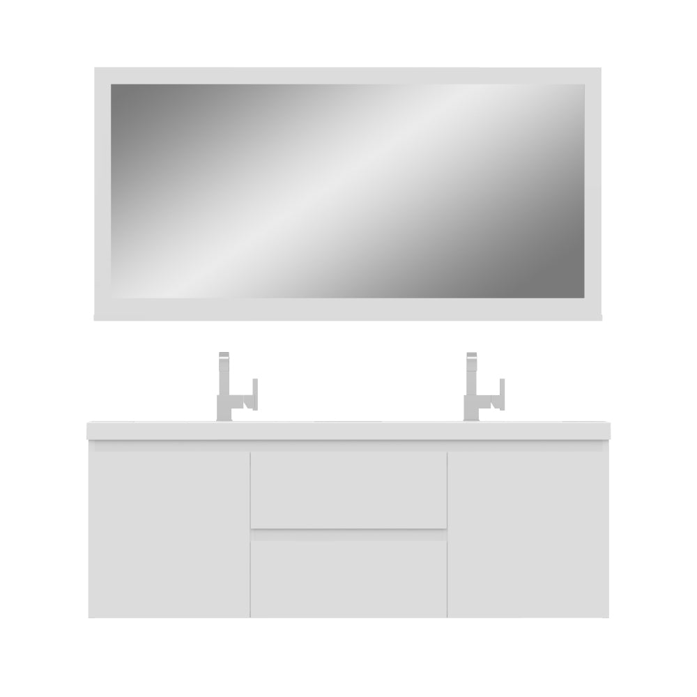 Paterno 60 inch Double Wall Mounted Bathroom Vanity, White