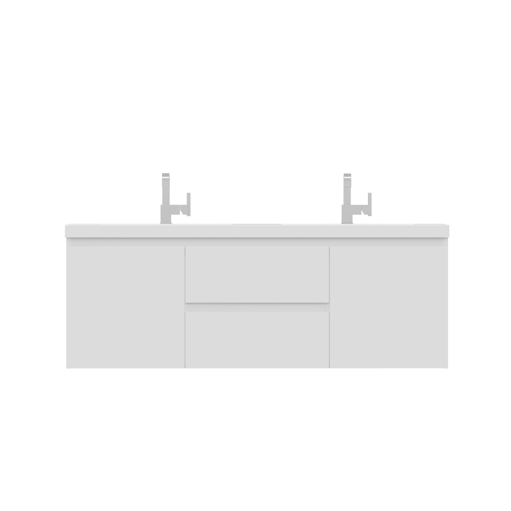 Paterno 60 inch Double Wall Mounted Bathroom Vanity, White