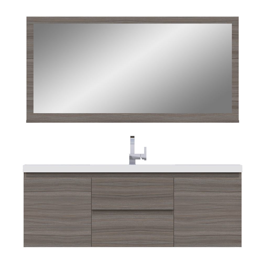 Paterno 60 inch Single Wall Mounted Bathroom Vanity, Gray