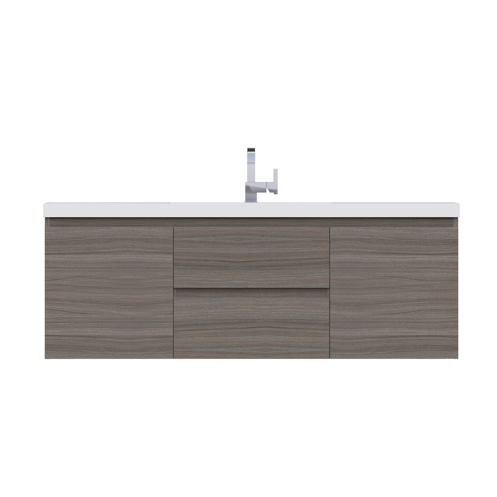 Paterno 60 inch Single Wall Mounted Bathroom Vanity, Gray