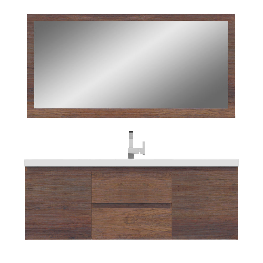 Paterno 60 inch Single Wall Mounted Bathroom Vanity, Rosewood