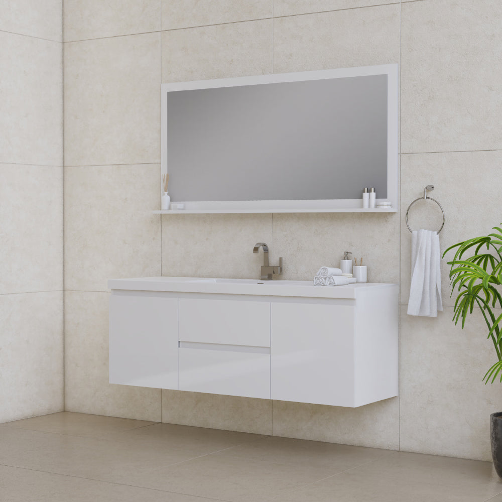 Paterno 60 inch Single Wall Mounted Bathroom Vanity, White