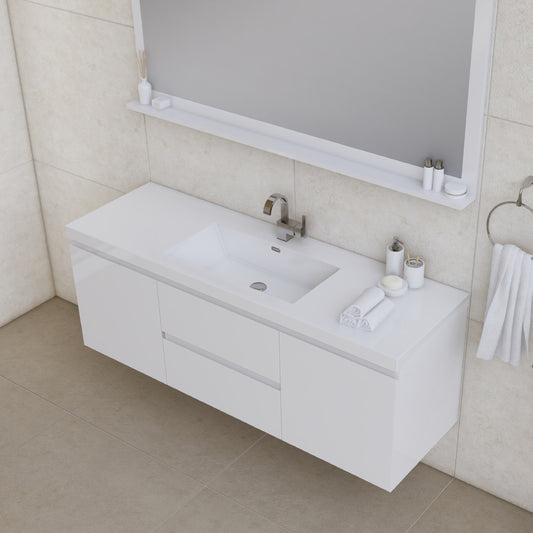 Paterno 60 inch Single Wall Mounted Bathroom Vanity, White