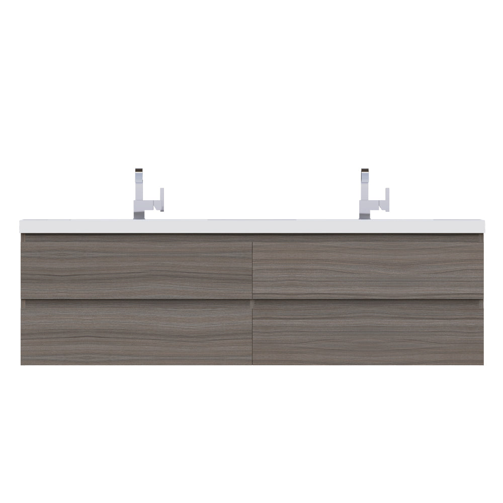 Paterno 72 inch Double Wall Mounted Bathroom Vanity, Gray