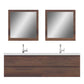 Paterno 72 inch Double Wall Mounted Bathroom Vanity, Rosewood