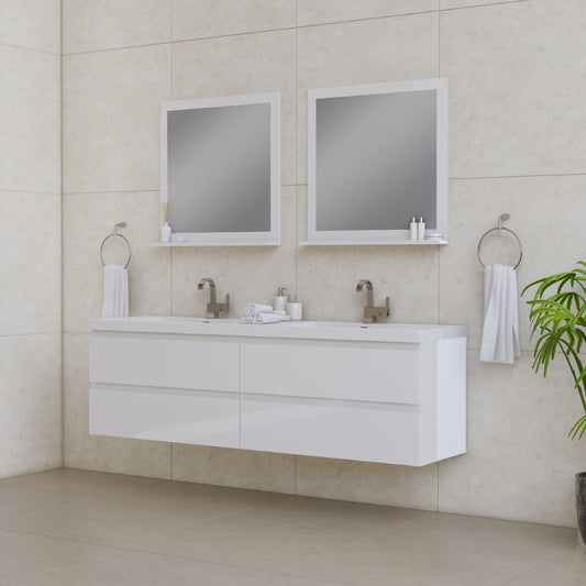 Paterno 72 inch Double Wall Mounted Bathroom Vanity, White