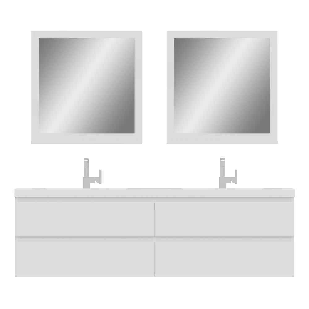 Paterno 72 inch Double Wall Mounted Bathroom Vanity, White