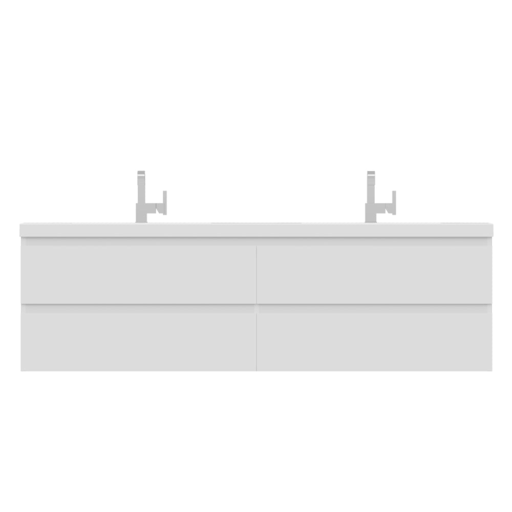 Paterno 72 inch Double Wall Mounted Bathroom Vanity, White