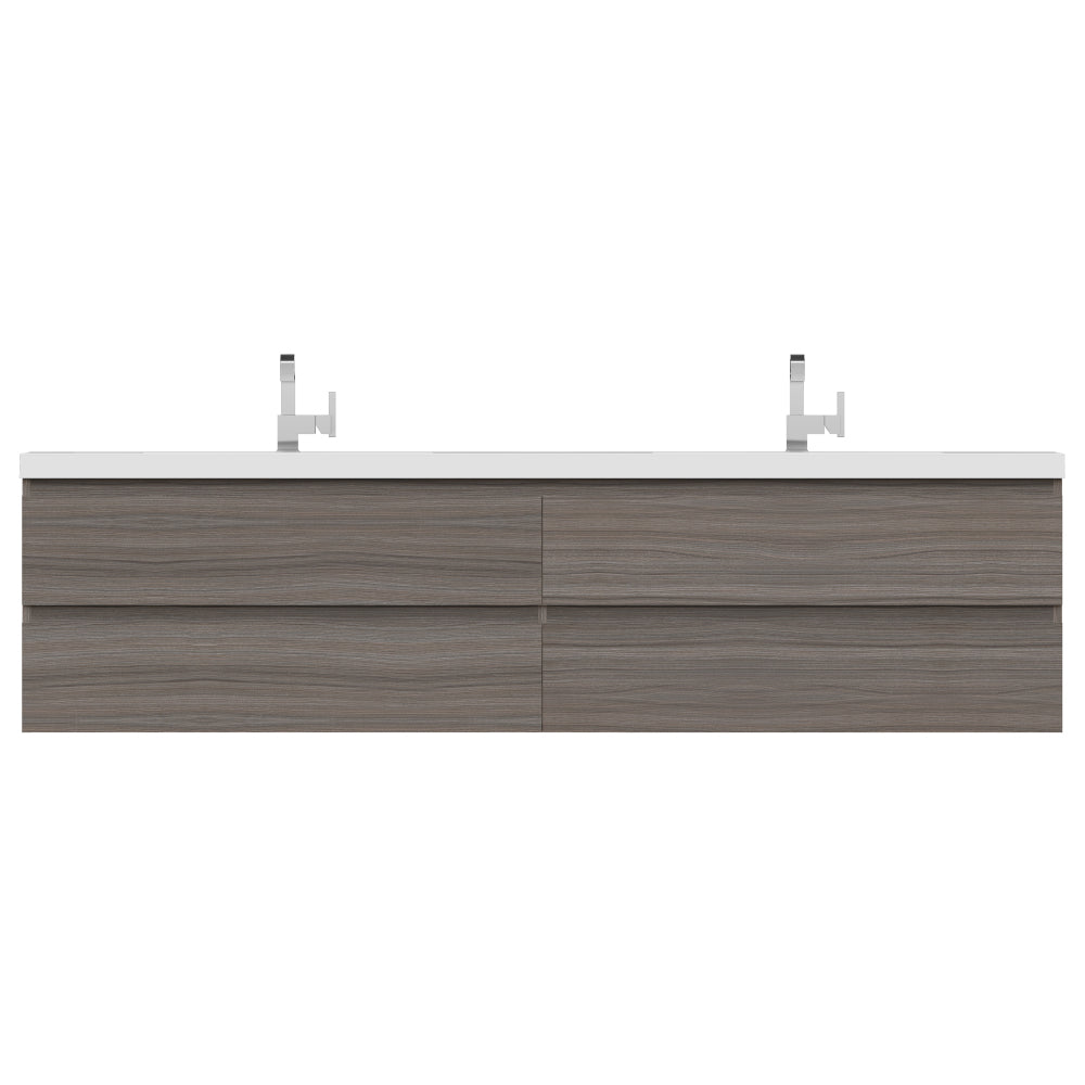 Paterno 84 inch Wall Mounted Double Bathroom Vanity, Gray