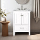 Vanea 24″ Bathroom Vanity in White with White Quartz Top