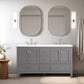 Vanea 60″ Double Bathroom Vanity in Gray with White Quartz Top