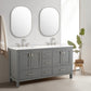 Vanea 60″ Double Bathroom Vanity in Gray with White Quartz Top