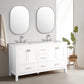 Vanea 60″ Double Bathroom Vanity in White with White Quartz Top