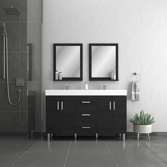 Ripley 60 inch Double Modern Bathroom Vanity Black