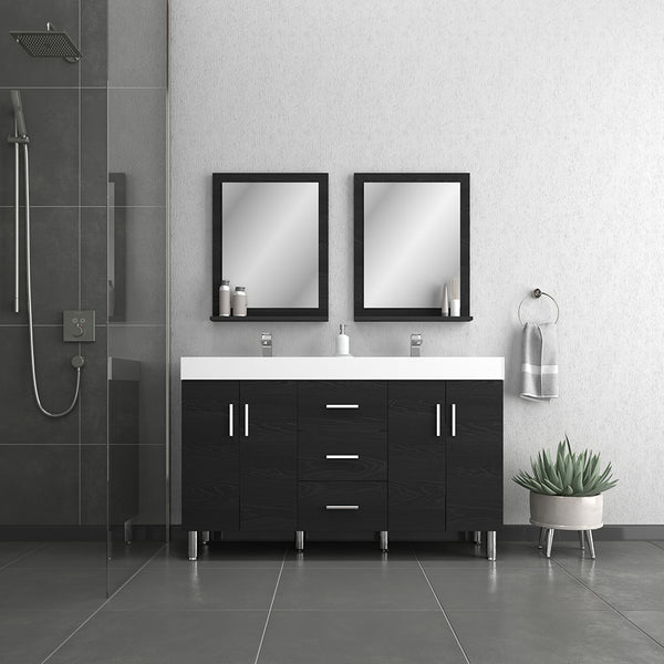 Ripley 60 inch Double Modern Bathroom Vanity Black