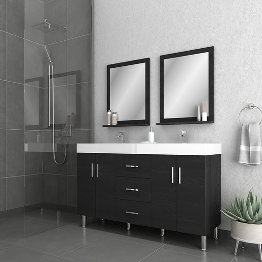 Ripley 60 inch Double Modern Bathroom Vanity Black