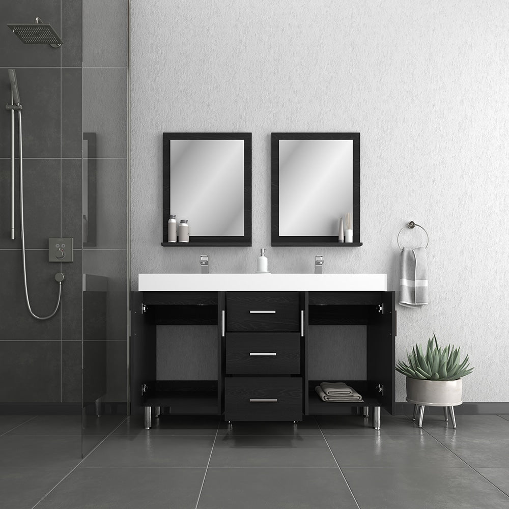 Ripley 60 inch Double Modern Bathroom Vanity Black